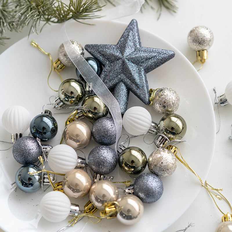 30 Pcs Christmas Ball Ornaments Set with Glitter Star Treetop Hanging Decorations