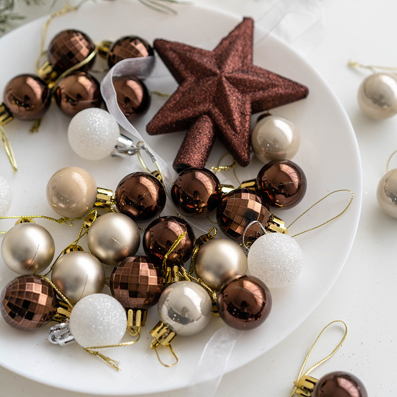 30 Pcs Christmas Ball Ornaments Set with Glitter Star Treetop Hanging Decorations