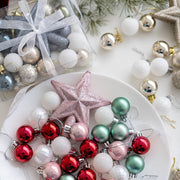 30 Pcs Christmas Ball Ornaments Set with Glitter Star Treetop Hanging Decorations