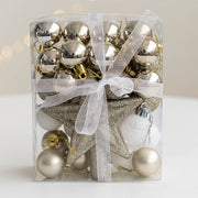 30 Pcs Christmas Ball Ornaments Set with Glitter Star Treetop Hanging Decorations
