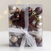 30 Pcs Christmas Ball Ornaments Set with Glitter Star Treetop Hanging Decorations