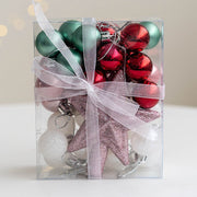 30 Pcs Christmas Ball Ornaments Set with Glitter Star Treetop Hanging Decorations