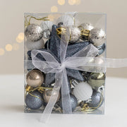 30 Pcs Christmas Ball Ornaments Set with Glitter Star Treetop Hanging Decorations