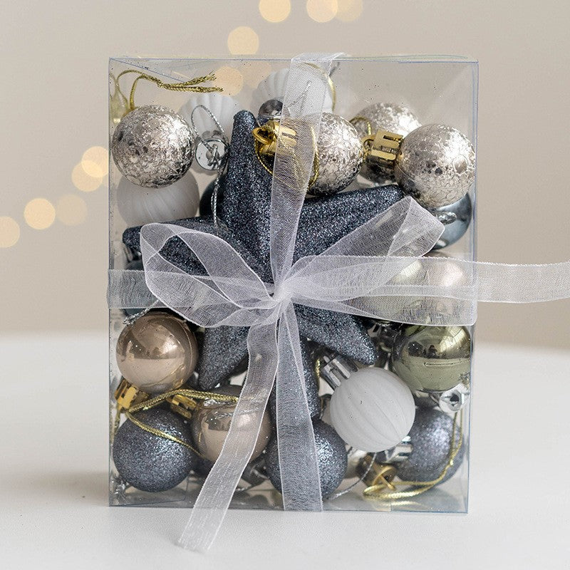 30 Pcs Christmas Ball Ornaments Set with Glitter Star Treetop Hanging Decorations