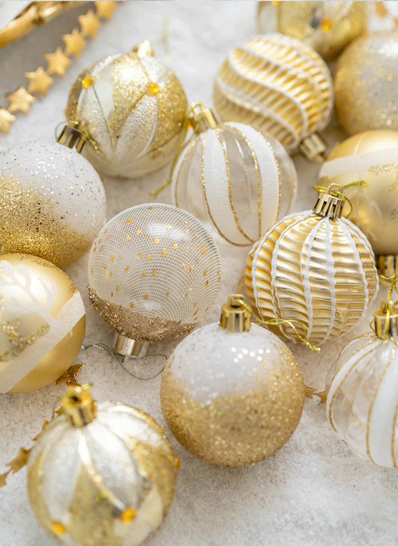 30 Pcs Mixed Color Glitter Christmas Ball Ornaments Hanging Decorations Set