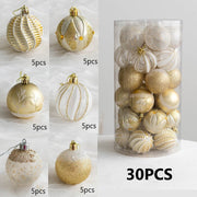 30 Pcs Mixed Color Glitter Christmas Ball Ornaments Hanging Decorations Set