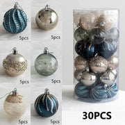 30 Pcs Mixed Color Glitter Christmas Ball Ornaments Hanging Decorations Set