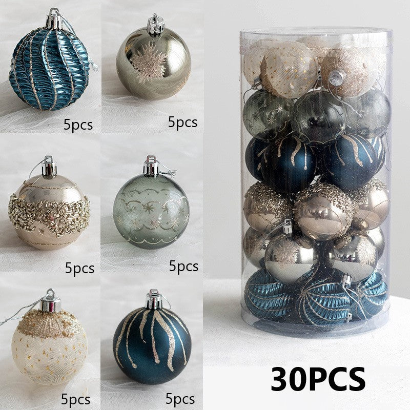 30 Pcs Mixed Color Glitter Christmas Ball Ornaments Hanging Decorations Set