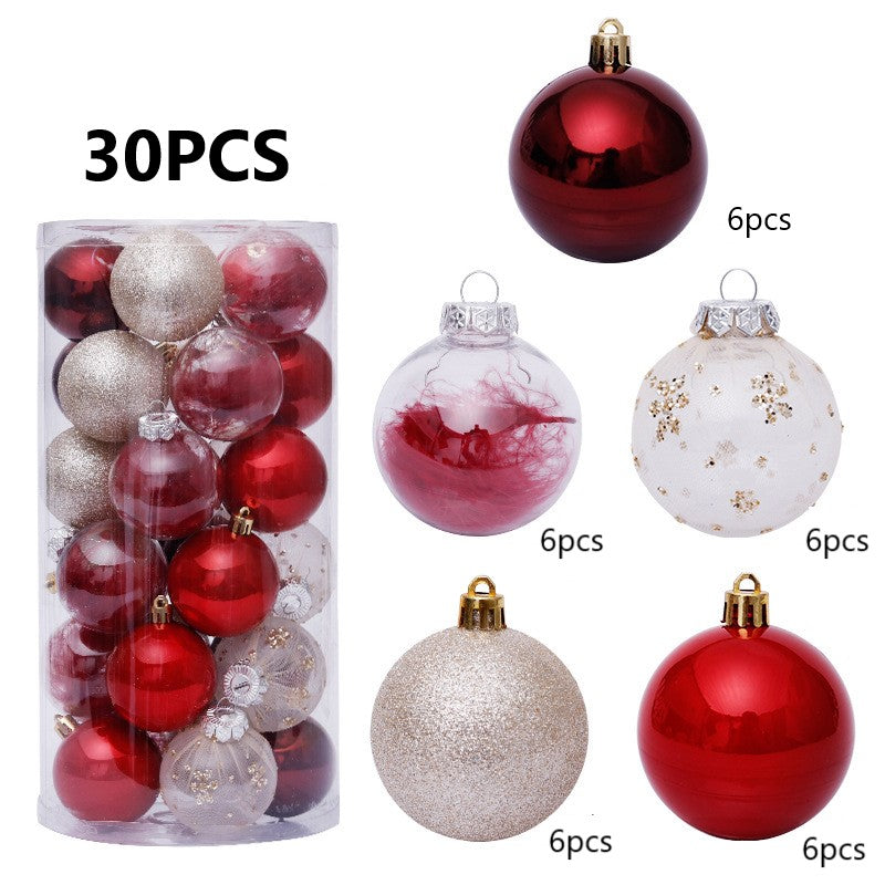 30 Pcs Mixed Color Glitter Christmas Ball Ornaments Hanging Decorations Set