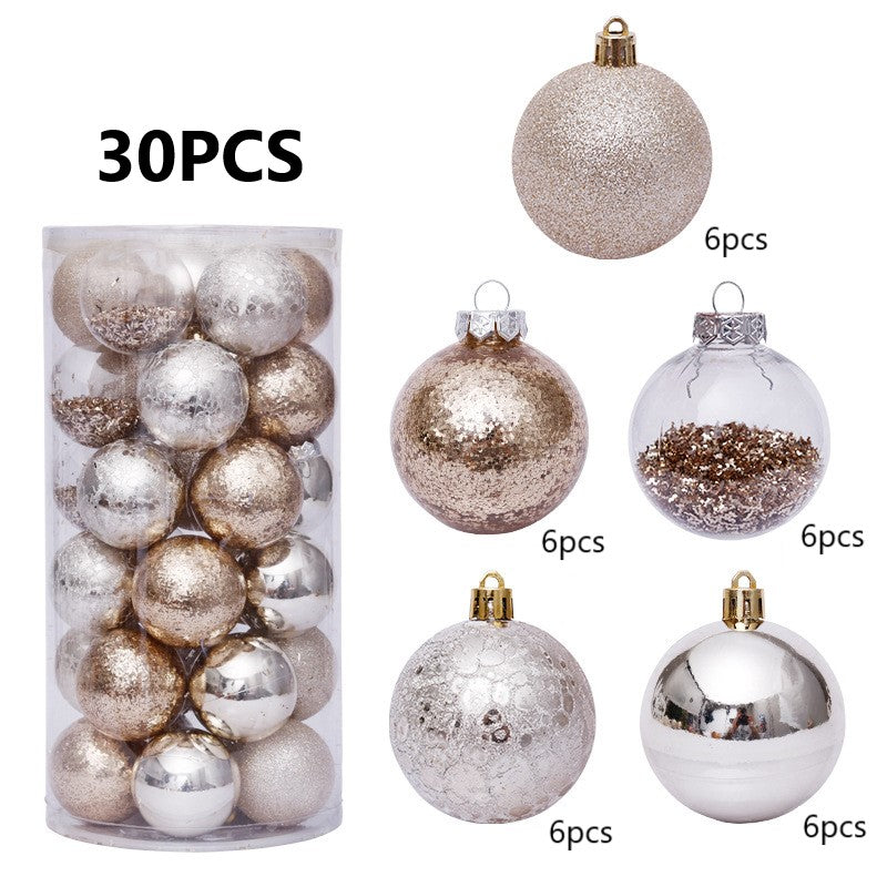 30 Pcs Mixed Color Glitter Christmas Ball Ornaments Hanging Decorations Set
