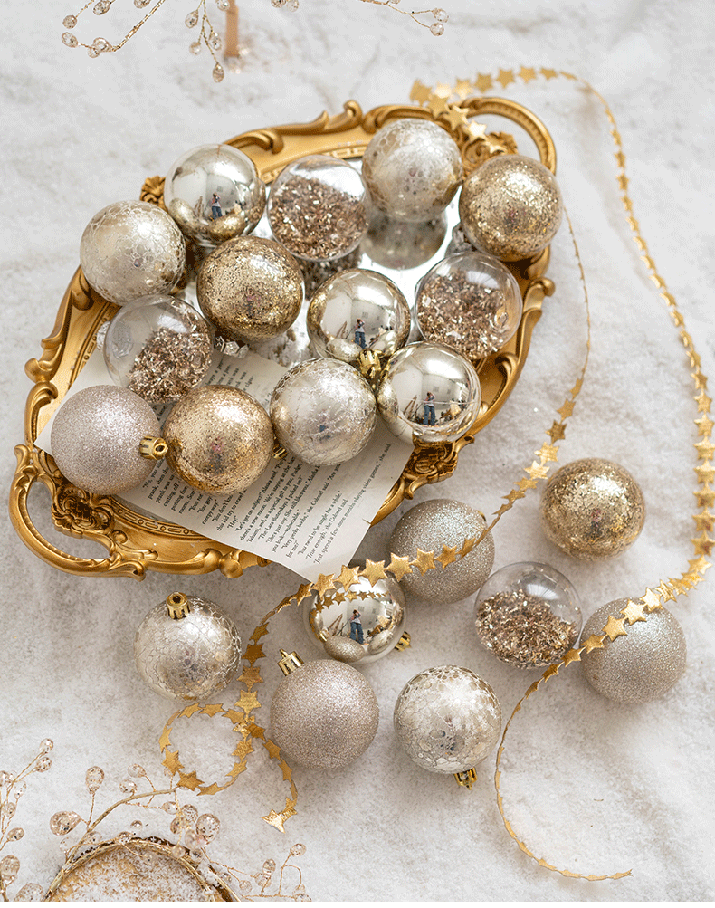 30 Pcs Mixed Color Glitter Christmas Ball Ornaments Hanging Decorations Set