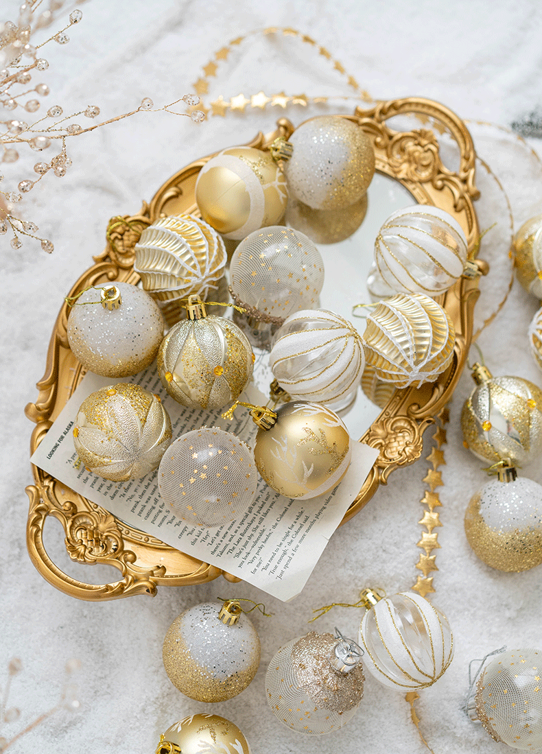 30 Pcs Mixed Color Glitter Christmas Ball Ornaments Hanging Decorations Set