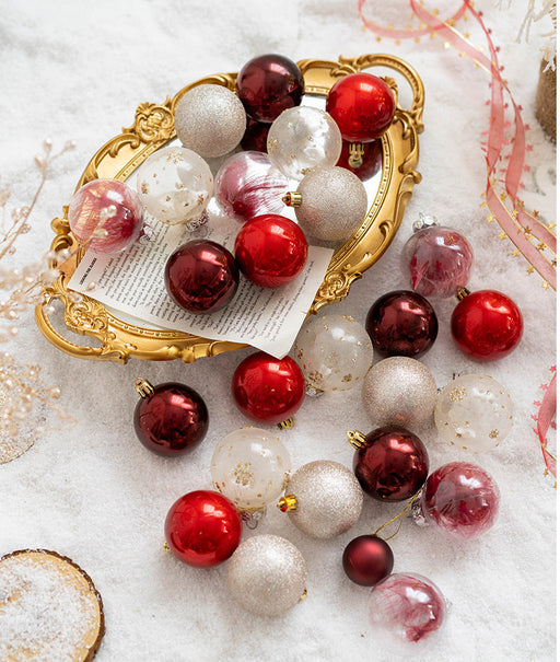 30 Pcs Mixed Color Glitter Christmas Ball Ornaments Hanging Decorations Set