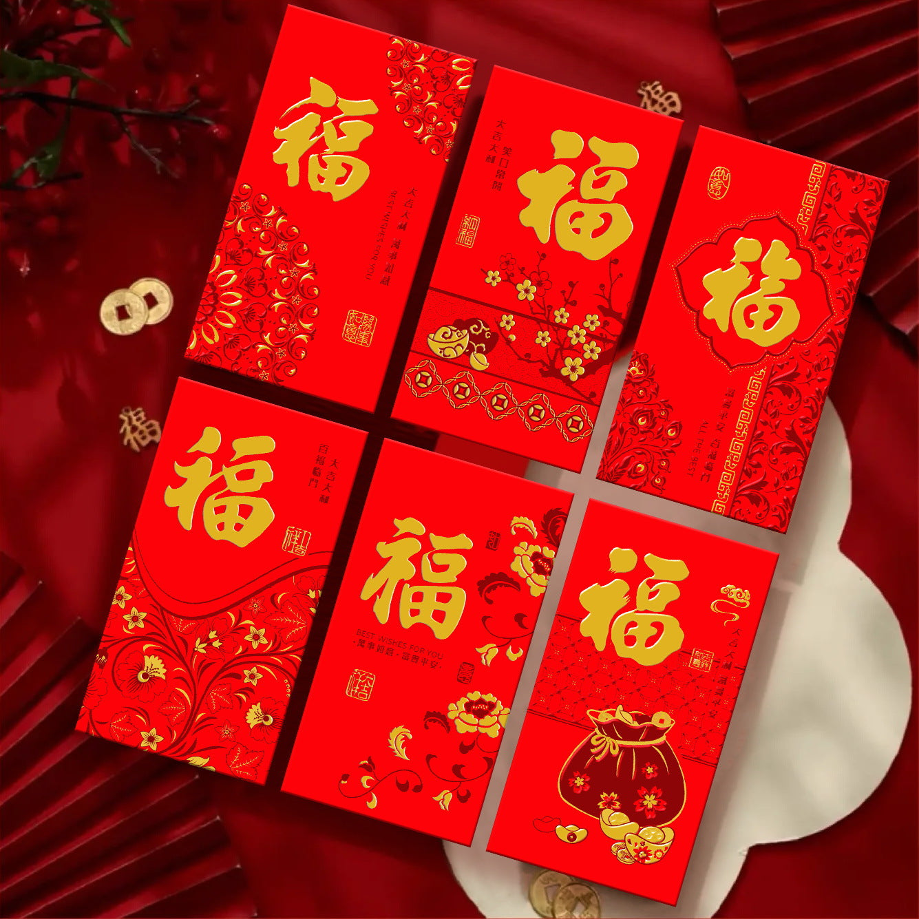 Bulk 30 Pack Year of the Dragon Red Envelopes Creative Red Packets for Chinese New Year Spring Festival Wedding Birthday Lucky Money Gift Wholesale