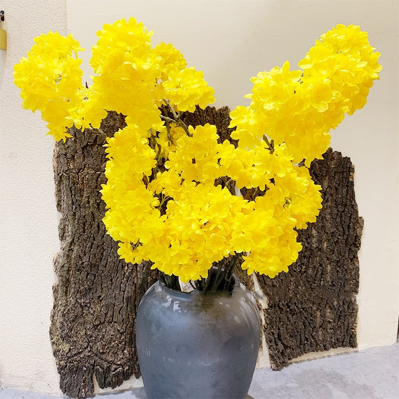 4 Pcs 38 Inch Yellow Silk Faux Cherry Blossom Branches Artificial Flowers
