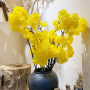 4 Pcs 38 Inch Yellow Silk Faux Cherry Blossom Branches Artificial Flowers