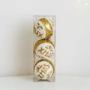 3 Pcs Glitter Christmas Ball Ornaments with Snowflake Letters Hanging Decorations
