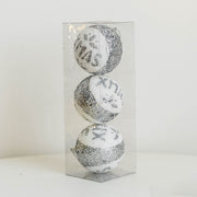 3 Pcs Glitter Christmas Ball Ornaments with Snowflake Letters Hanging Decorations