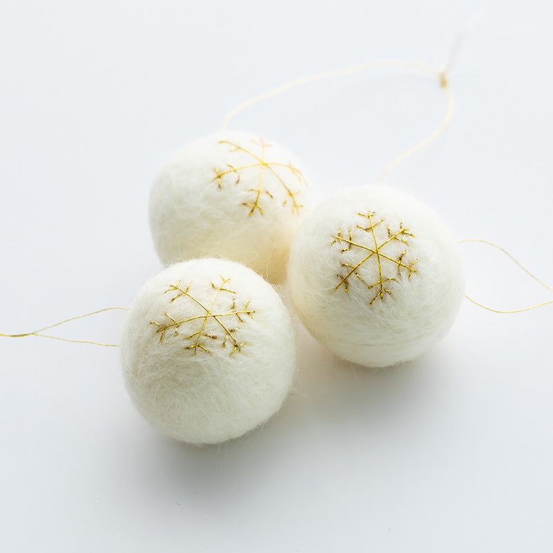 3 Pcs Wool Felt Christmas Ball Pom Hanging Ornaments Bulk Pack