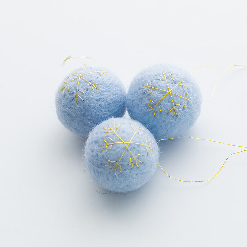 3 Pcs Wool Felt Christmas Ball Pom Hanging Ornaments Bulk Pack