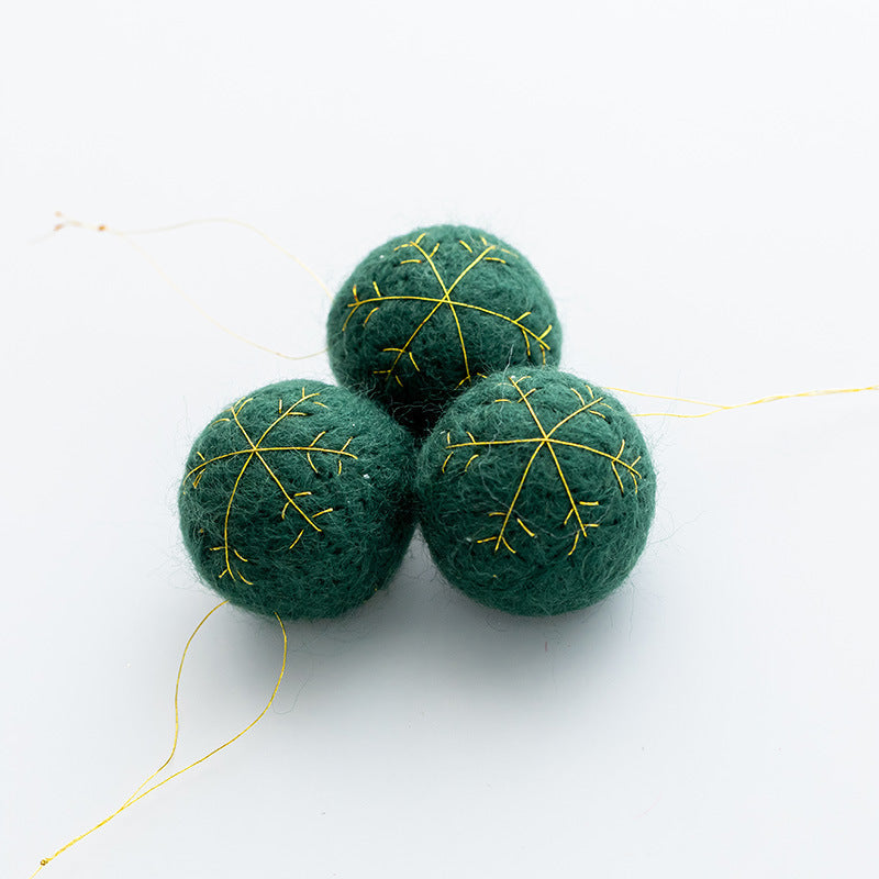 3 Pcs Wool Felt Christmas Ball Pom Hanging Ornaments Bulk Pack