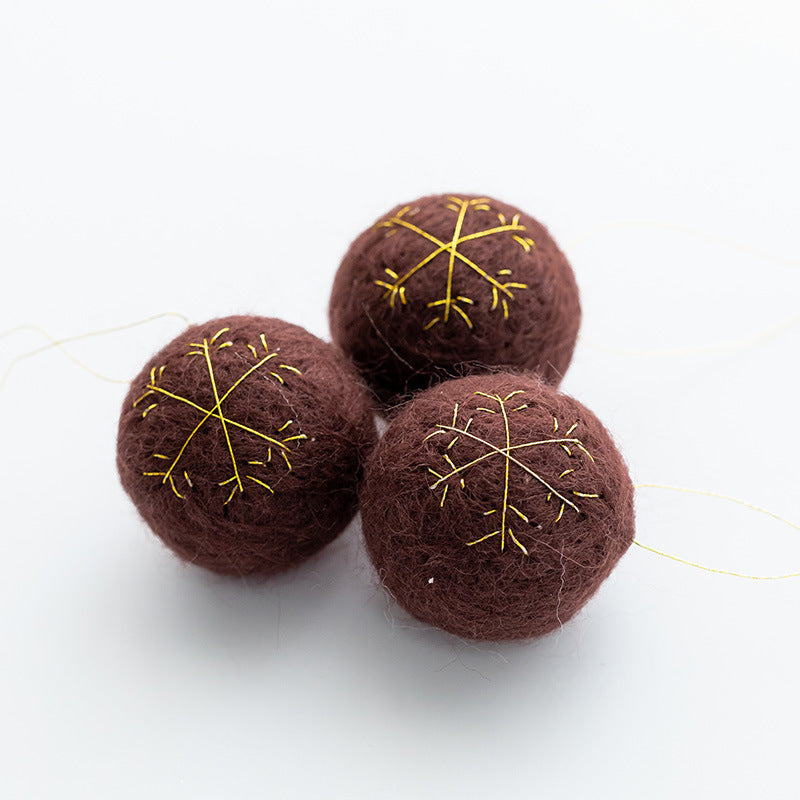 3 Pcs Wool Felt Christmas Ball Pom Hanging Ornaments Bulk Pack