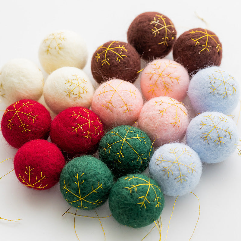 3 Pcs Wool Felt Christmas Ball Pom Hanging Ornaments Bulk Pack