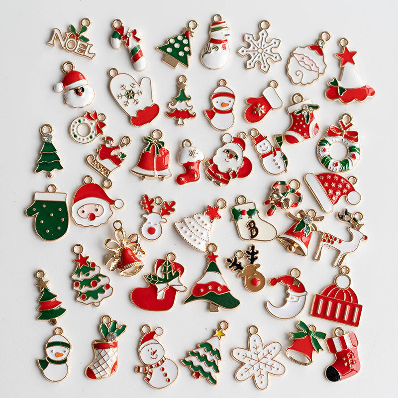 45 Pcs Christmas Pendant Charms Snowman Santa Elf DIY Ornaments for Earrings Necklace Keychains
