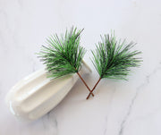 50 PCS Artificial Pine Needle Stems 12 Inch Green Silk Christmas Picks for Vase Wreath Decor