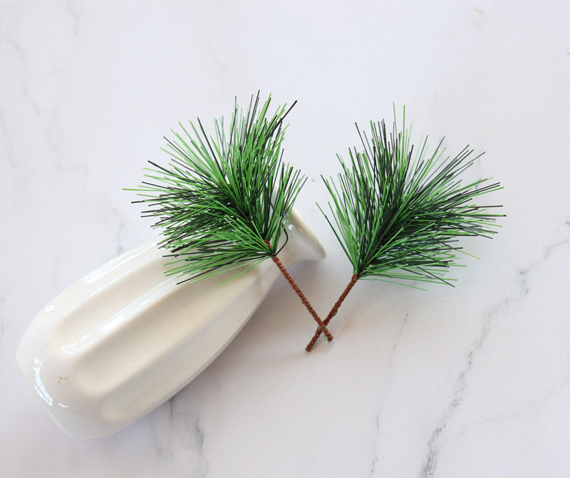 50 PCS Artificial Pine Needle Stems 12 Inch Green Silk Christmas Picks for Vase Wreath Decor
