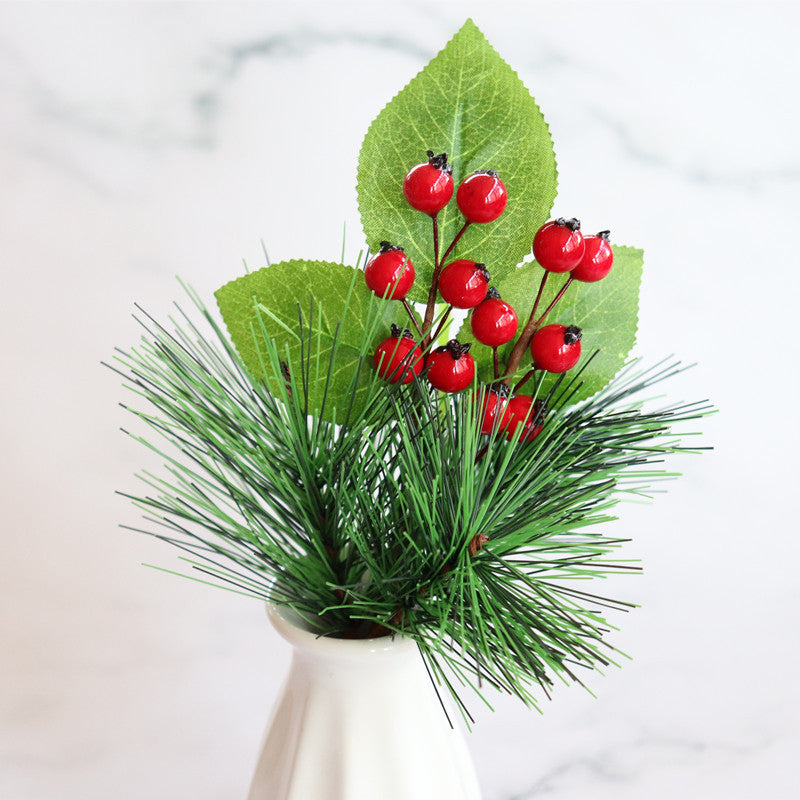 50 PCS Artificial Pine Needle Stems 12 Inch Green Silk Christmas Picks for Vase Wreath Decor