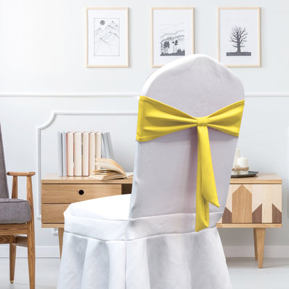 Bulk 12 PCS Elastic Bow Polyester Chair Sashes Wedding Banquet Party Event Decoration Wholesale