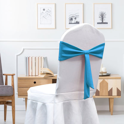 Bulk 12 PCS Elastic Bow Polyester Chair Sashes Wedding Banquet Party Event Decoration Wholesale