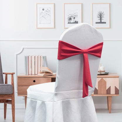 Bulk 12 PCS Elastic Bow Polyester Chair Sashes Wedding Banquet Party Event Decoration Wholesale