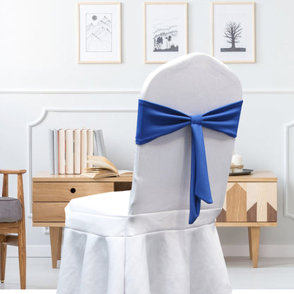Bulk 12 PCS Elastic Bow Polyester Chair Sashes Wedding Banquet Party Event Decoration Wholesale