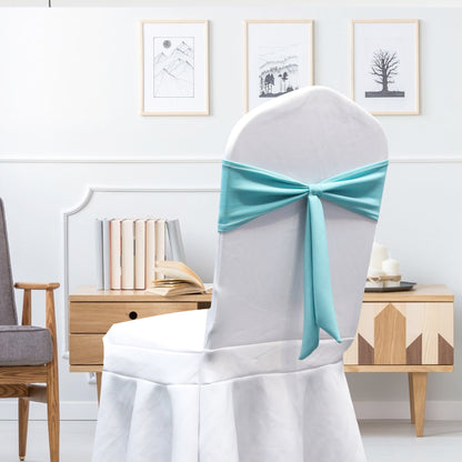 Bulk 12 PCS Elastic Bow Polyester Chair Sashes Wedding Banquet Party Event Decoration Wholesale