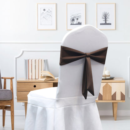 Bulk 12 PCS Elastic Bow Polyester Chair Sashes Wedding Banquet Party Event Decoration Wholesale
