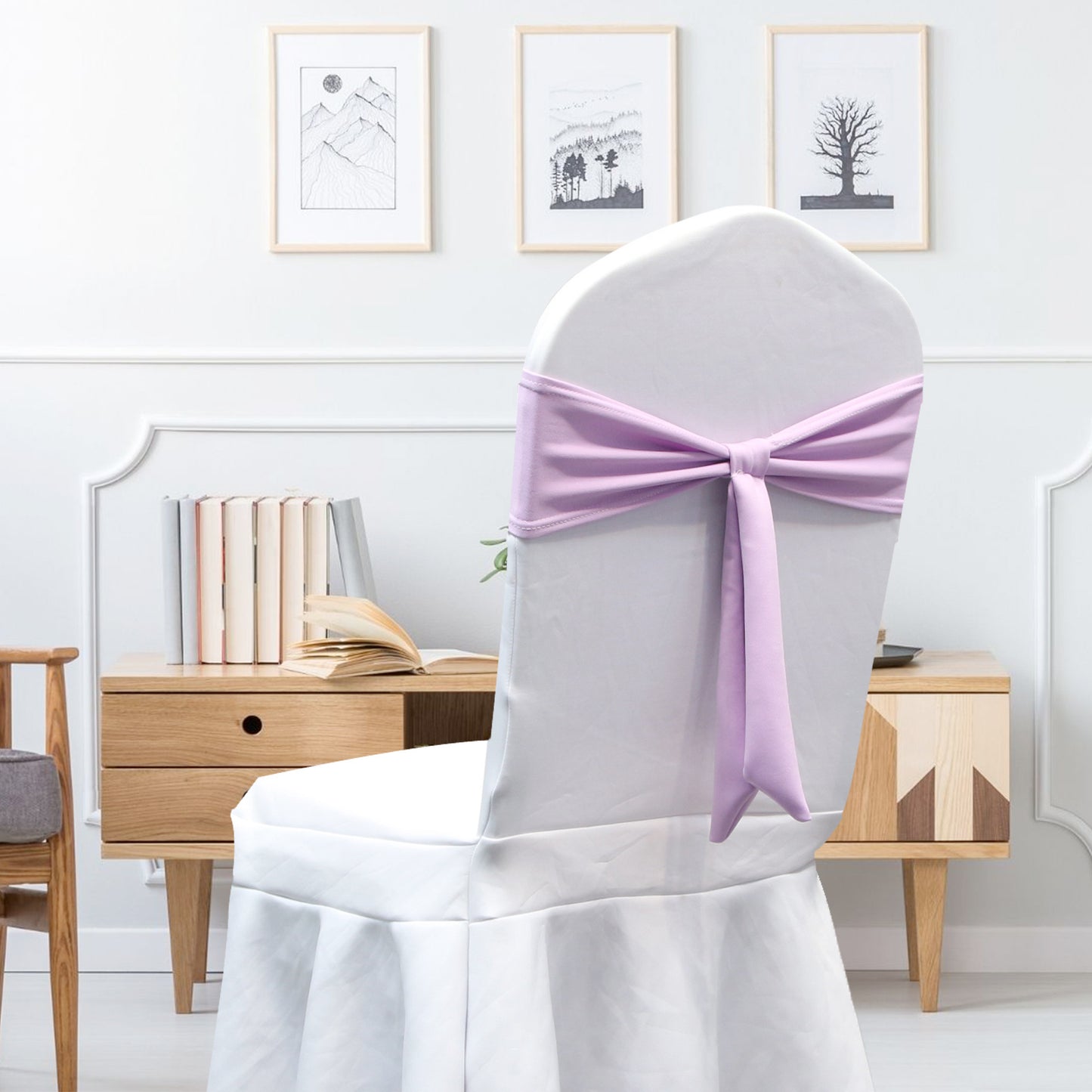 Bulk 12 PCS Elastic Bow Polyester Chair Sashes Wedding Banquet Party Event Decoration Wholesale