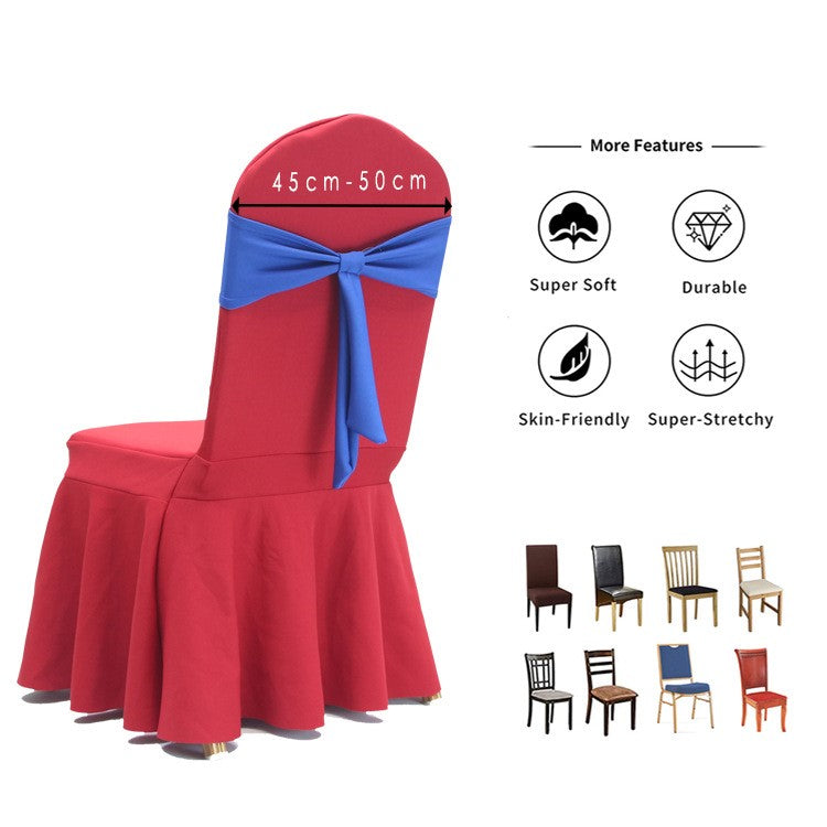 Bulk 12 PCS Elastic Bow Polyester Chair Sashes Wedding Banquet Party Event Decoration Wholesale