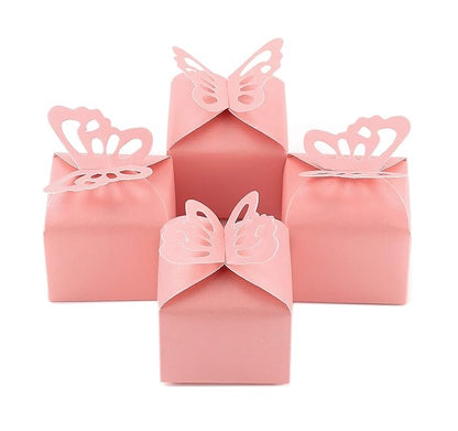 Bulk 50 Pack Favor Boxes with Hollow-out Butterfly for Birthday Party Wedding Thanksgiving Valentine's Day Wholesale