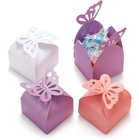 Bulk 50 Pack Favor Boxes with Hollow-out Butterfly for Birthday Party Wedding Thanksgiving Valentine's Day Wholesale