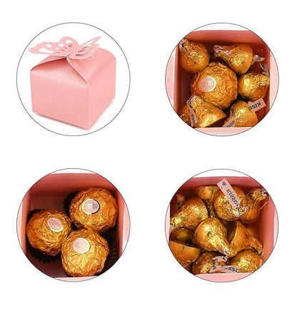 Bulk 50 Pack Favor Boxes with Hollow-out Butterfly for Birthday Party Wedding Thanksgiving Valentine's Day Wholesale