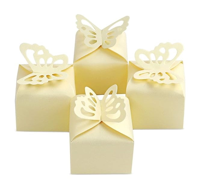 Bulk 50 Pack Favor Boxes with Hollow-out Butterfly for Birthday Party Wedding Thanksgiving Valentine's Day Wholesale