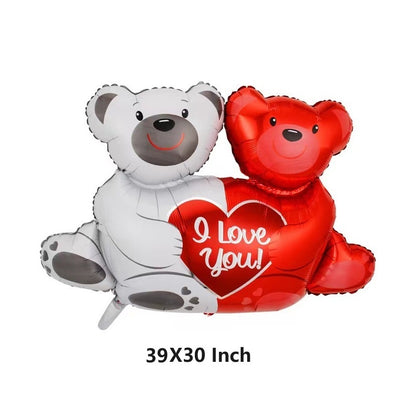 Bulk 50 Pcs Bear Balloons I Love You Foil Balloons for Valentine's Day Birthday Wedding Anniversary Proposal Engagement Decoration Wholesale