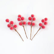 5 PCS Artificial Berry Stems 12 Inch Red Silk Christmas Tree Picks for Holiday DIY Crafts