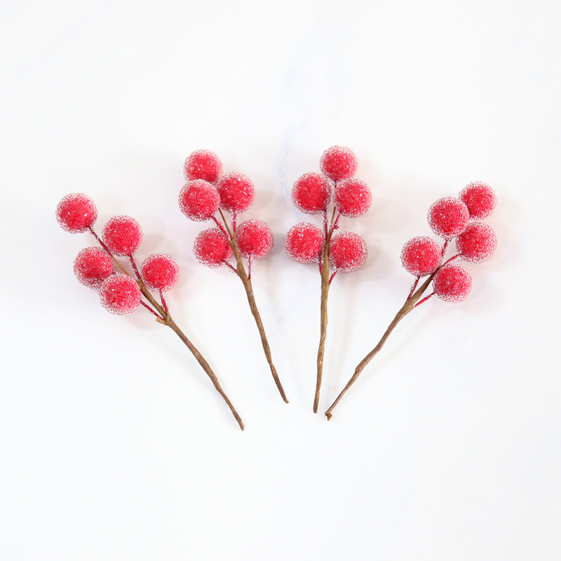 5 PCS Artificial Berry Stems 12 Inch Red Silk Christmas Tree Picks for Holiday DIY Crafts