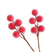 5 PCS Artificial Red Frosted Berry Stems 12 Inch Silk Christmas Picks for Wreath DIY Crafts
