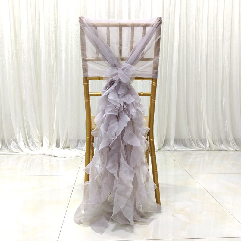 Bulk 5 PCS Chiffon Curly Willow Chiavari Chair Sashes for Wedding Banquet Party Hotel Events Decoration Wholesale