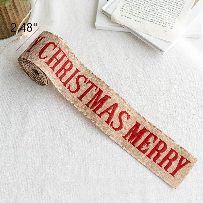 5 Yards Linen Ribbon for Christmas Gift Wrapping Crafts DIY Holiday Decorations Bulk