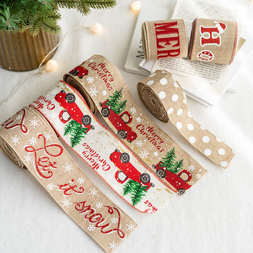 5 Yards Linen Ribbon for Christmas Gift Wrapping Crafts DIY Holiday Decorations Bulk